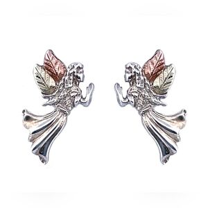 Coleman Co Sterling Silver Guardian Angel Earrings w/ 12K Black Hills Gold Wings